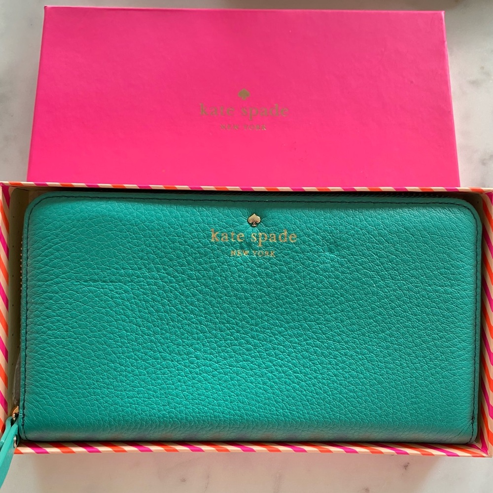 Kate Spade Robins Egg Blue Zip around wallet